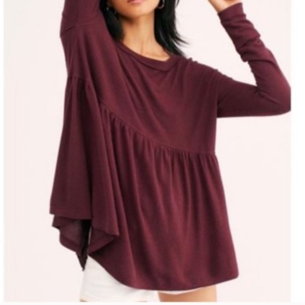 Free People Maroon “Forever Your Girl Babydoll” Top in size XS - Picture 8 of 8
